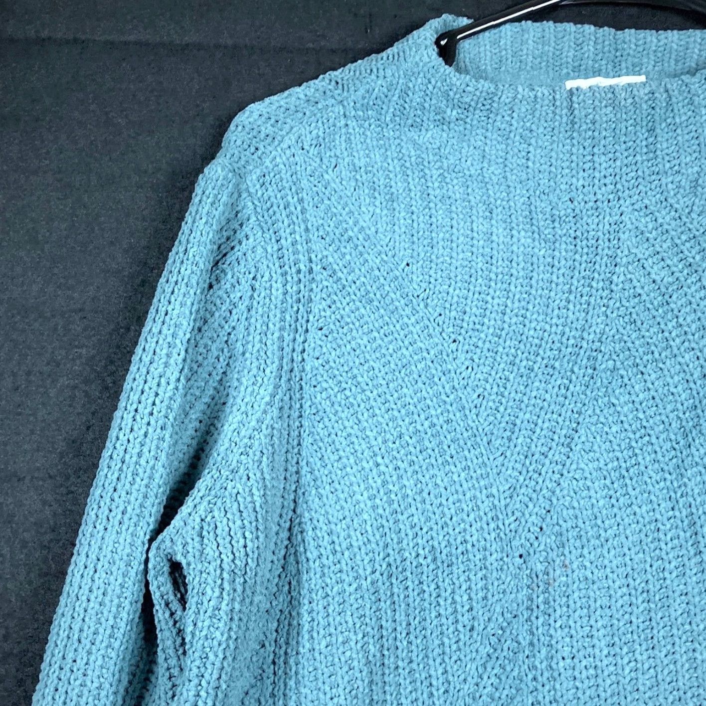 J. Jill J. Jill Sweater Blue Chenille Cable Knit Petite Long Sleeve Tunic MP, Pullover, Knit, Solid, Relaxed Fit, Petite, Women Size M / US 6-8 / IT 42-44 - 4 Thumbnail