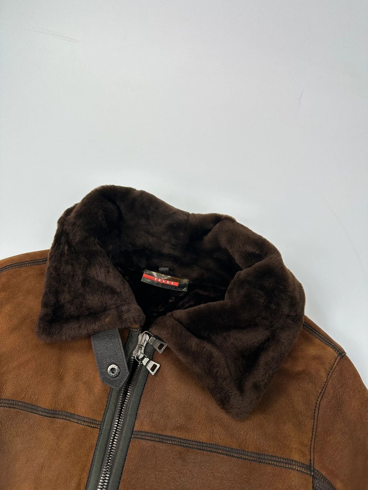Prada Prada Sport FW01-05 Brown Leather & Wool Belted Coat Size L / US 10 / IT 46 - 4 Thumbnail