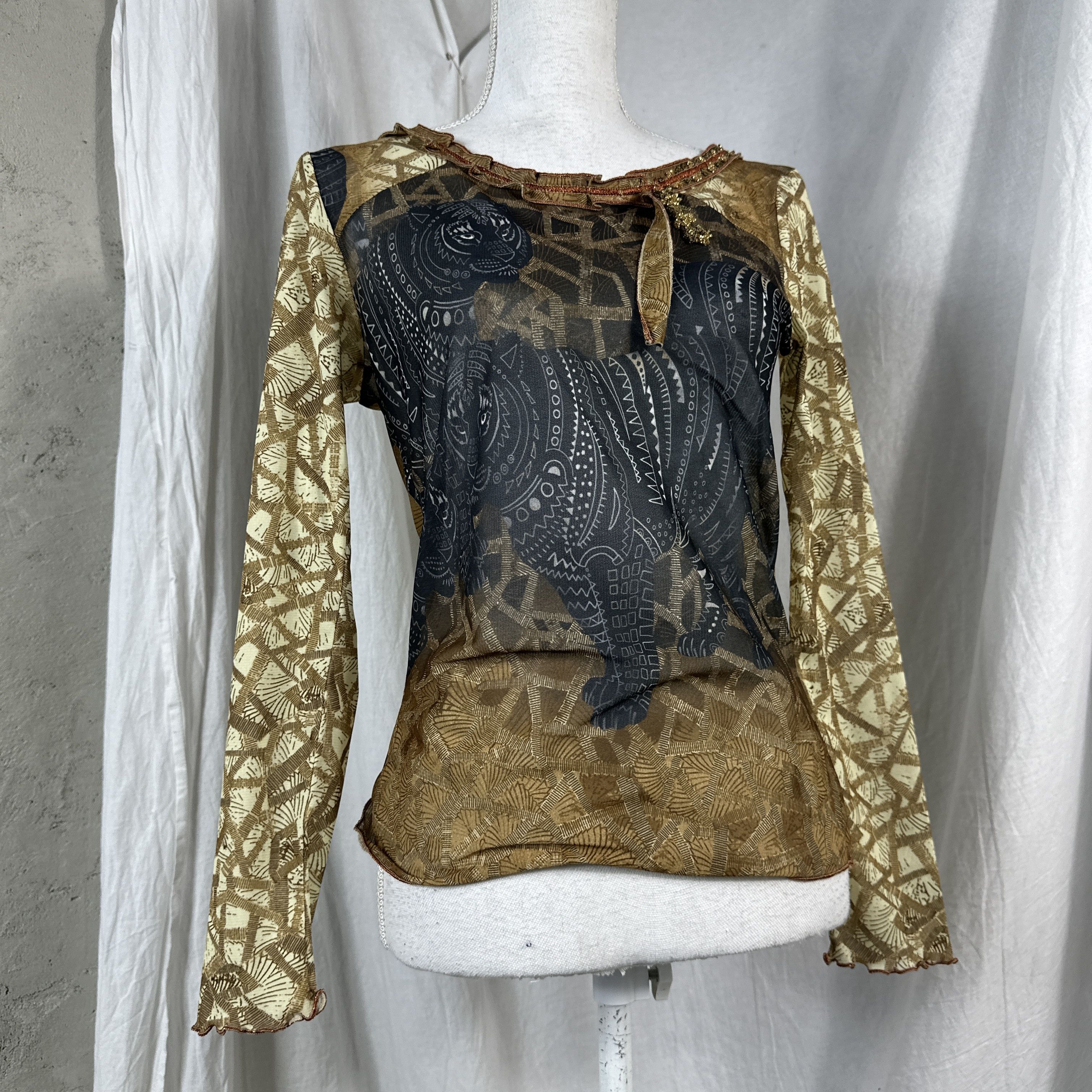 Vintage Vintage Streetwear Africa Safari Made in Italy Mesh Top Size M / US 6-8 / IT 42-44 - 4 Thumbnail
