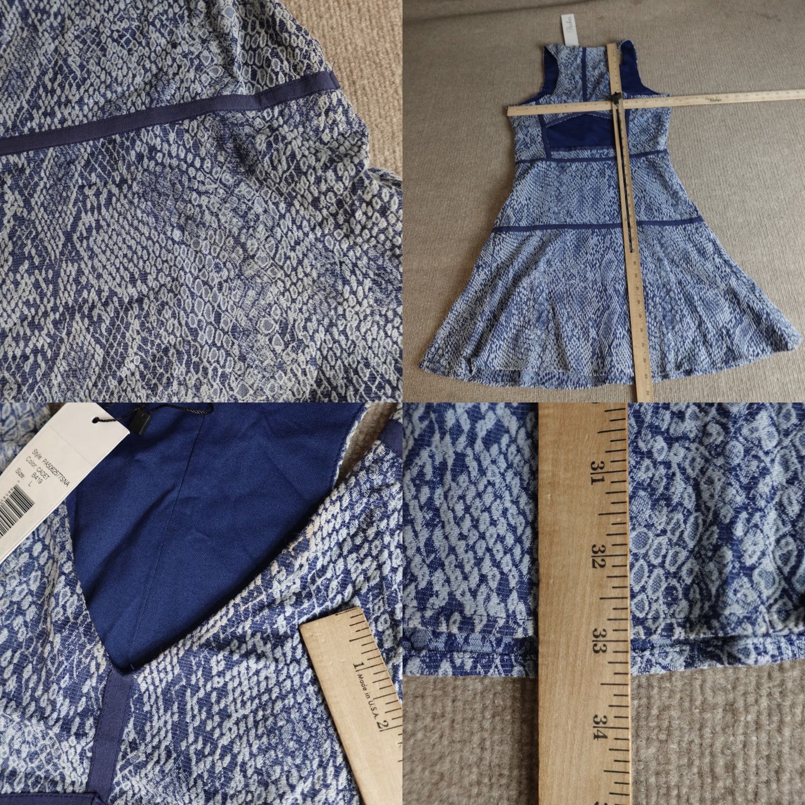 Parker Parker Dress Shirt Dress Medium Blue Snakeskin Fit & Flare Womens Pockets Vintage: No Size M / US 6-8 / IT 42-44 - 8 Thumbnail