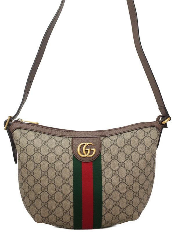 image of Gucci Ophidia GG Small Shoulder Bag in Brown, Women's