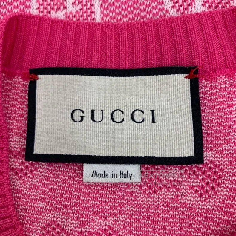 Gucci Gucci Pink logo jacquard full-print wool round-neck short- Size XS / US 0-2 / IT 36-38 - 5 Thumbnail