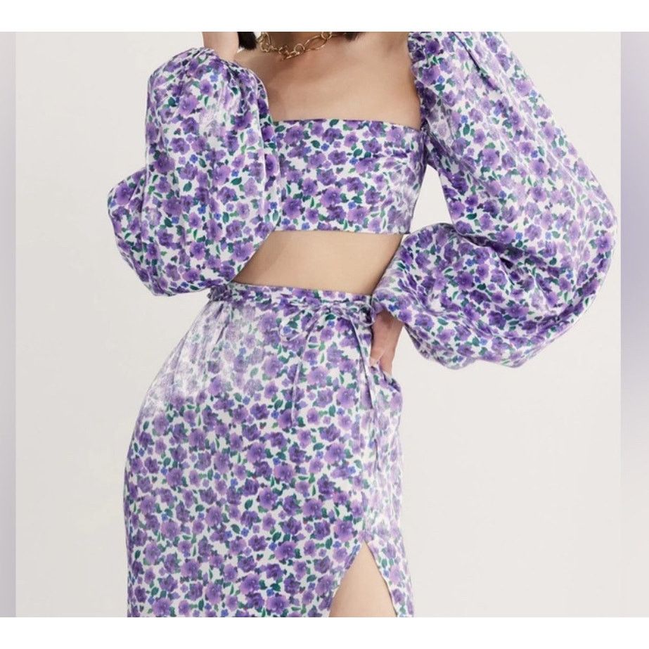 REVOLVE NWT Rumer Soraya Floral Crop Top Lilac Size Small Size S / US 4 / IT 40 - 3 Thumbnail