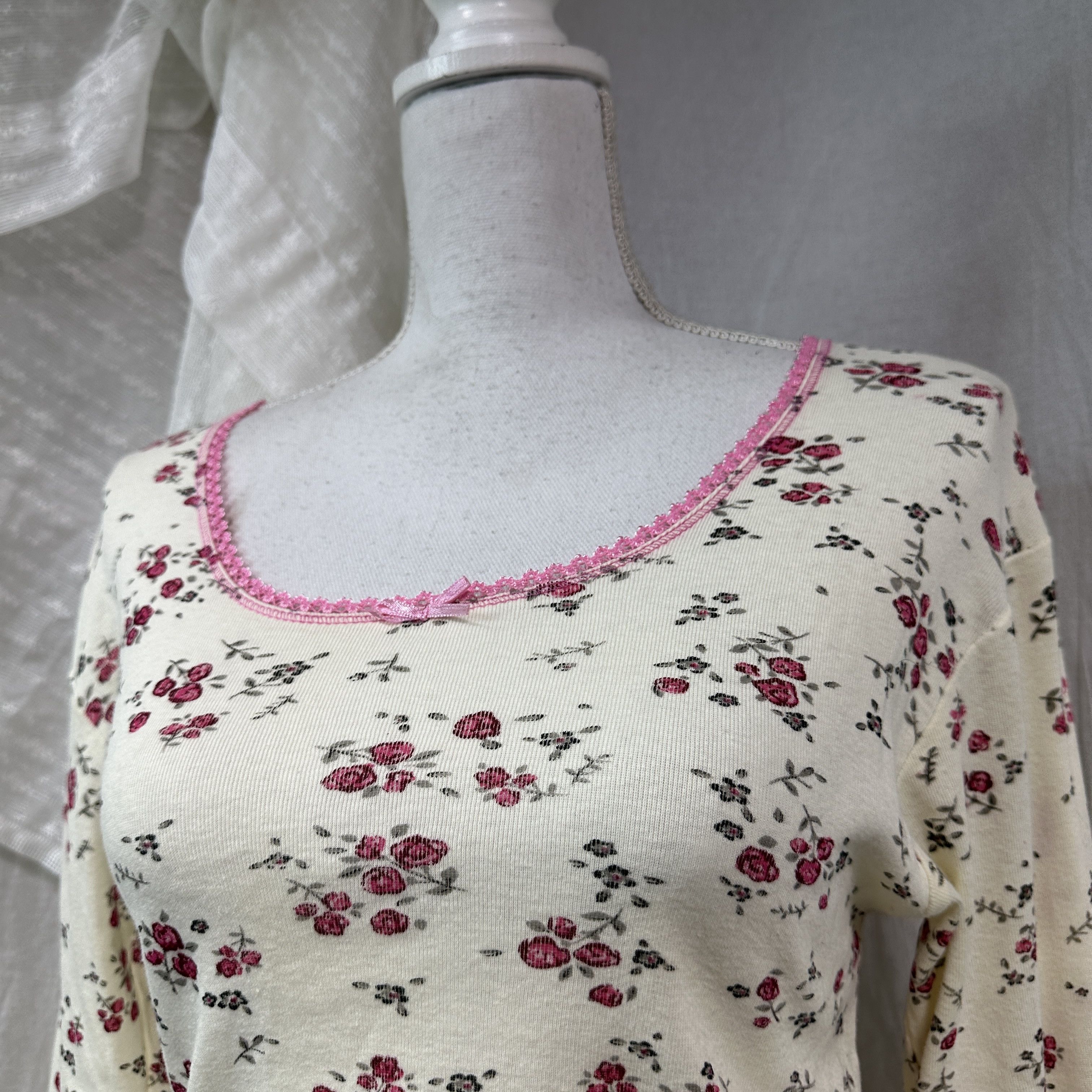 Vintage Vintage Printed Roses Coquette Longsleeve Y2K Size M / US 6-8 / IT 42-44 - 6 Thumbnail