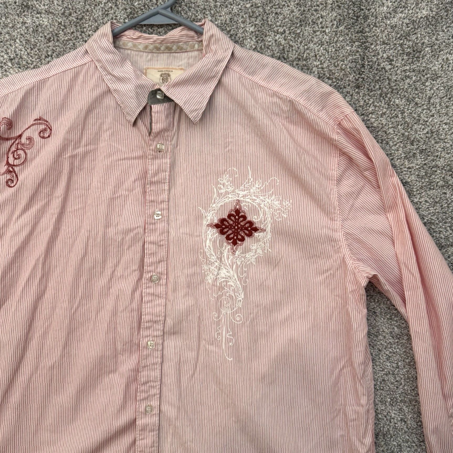 Route 66 VINTAGE Route 66 Button Up Shirt Mens L Striped Y2K Western Rockabilly Going Out Club Red Mens Size US L / EU 52-54 / 3 - 3 Thumbnail