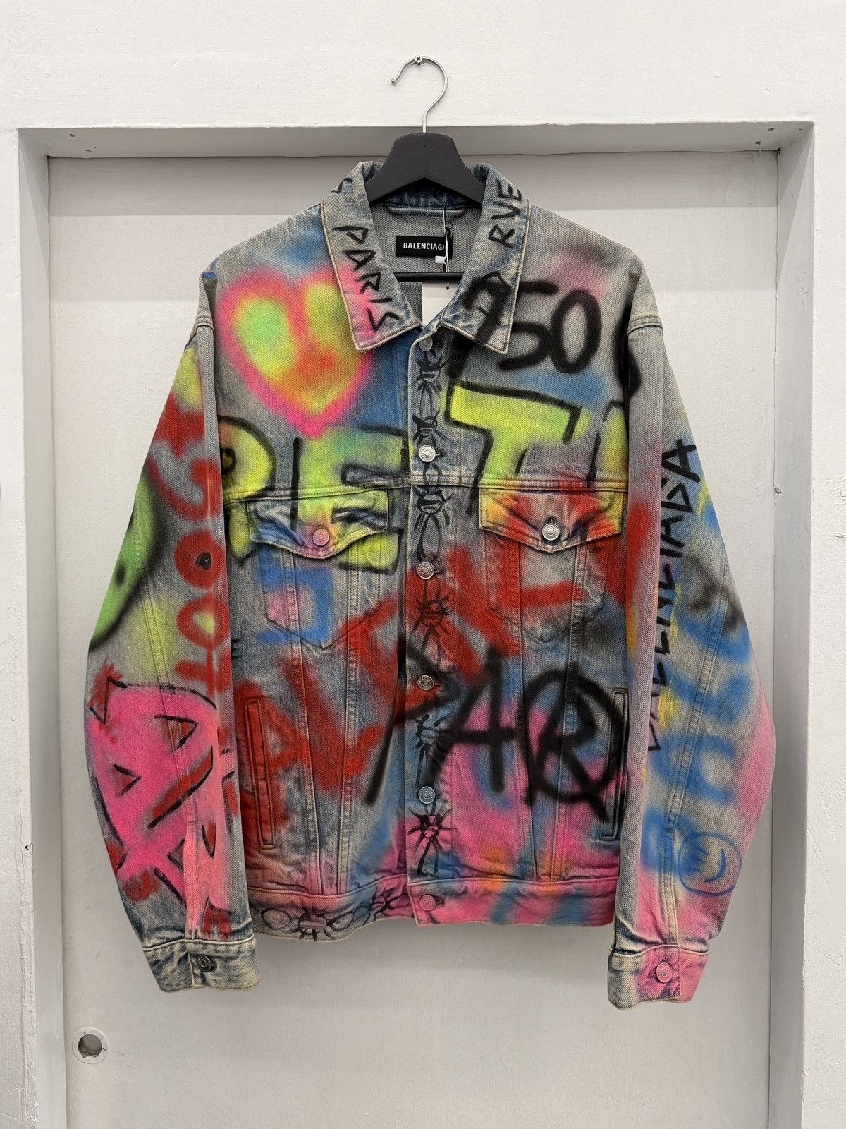 Balenciaga SS19 GRAFFITI DENIM JACKET Size US M / EU 48-50 / 2 - 3 Thumbnail