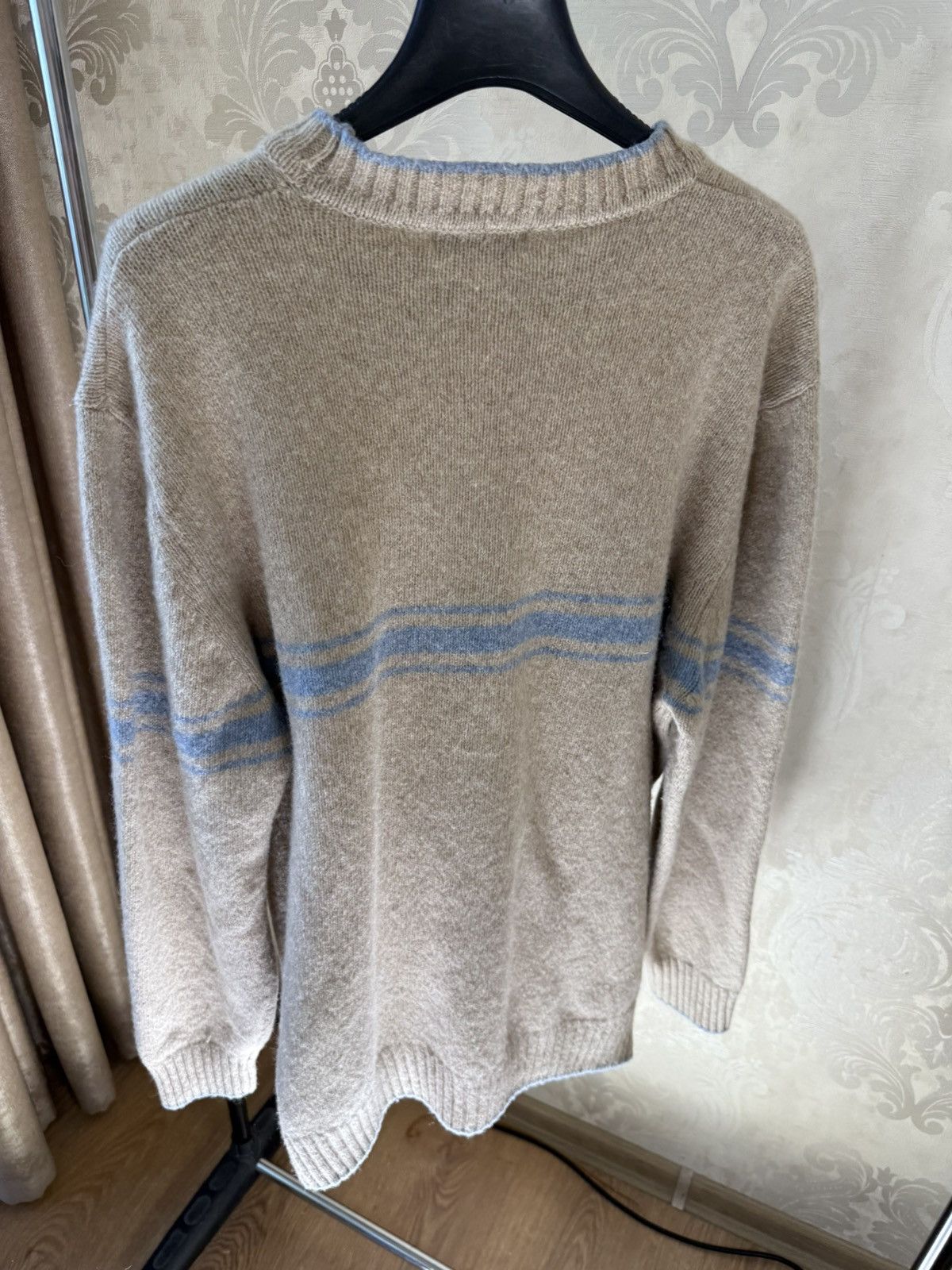 Lacoste VINTAGE LACOSTE BEIGE SWEATER WITH BLUE STRIPES SIZE L Size US L / EU 52-54 / 3 - 6 Thumbnail