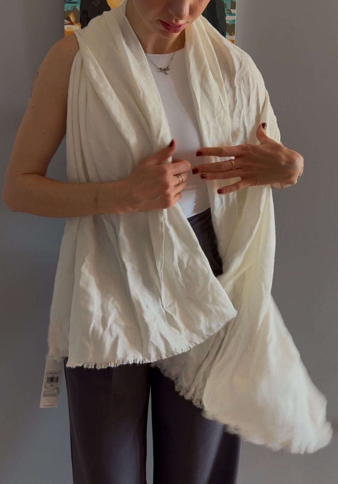 Calvin Klein New Calvin Klein White Scarf – Elegant & Soft Size ONE SIZE - 3 Thumbnail