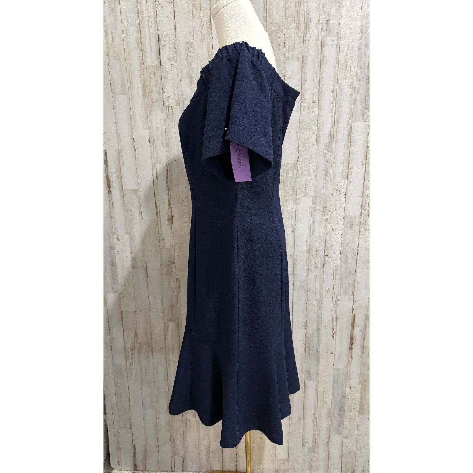 Vince Camuto Vince Camuto Dress Womens Size 8 Navy Blue Off Shoulder Midi Size M / US 6-8 / IT 42-44 - 6 Thumbnail