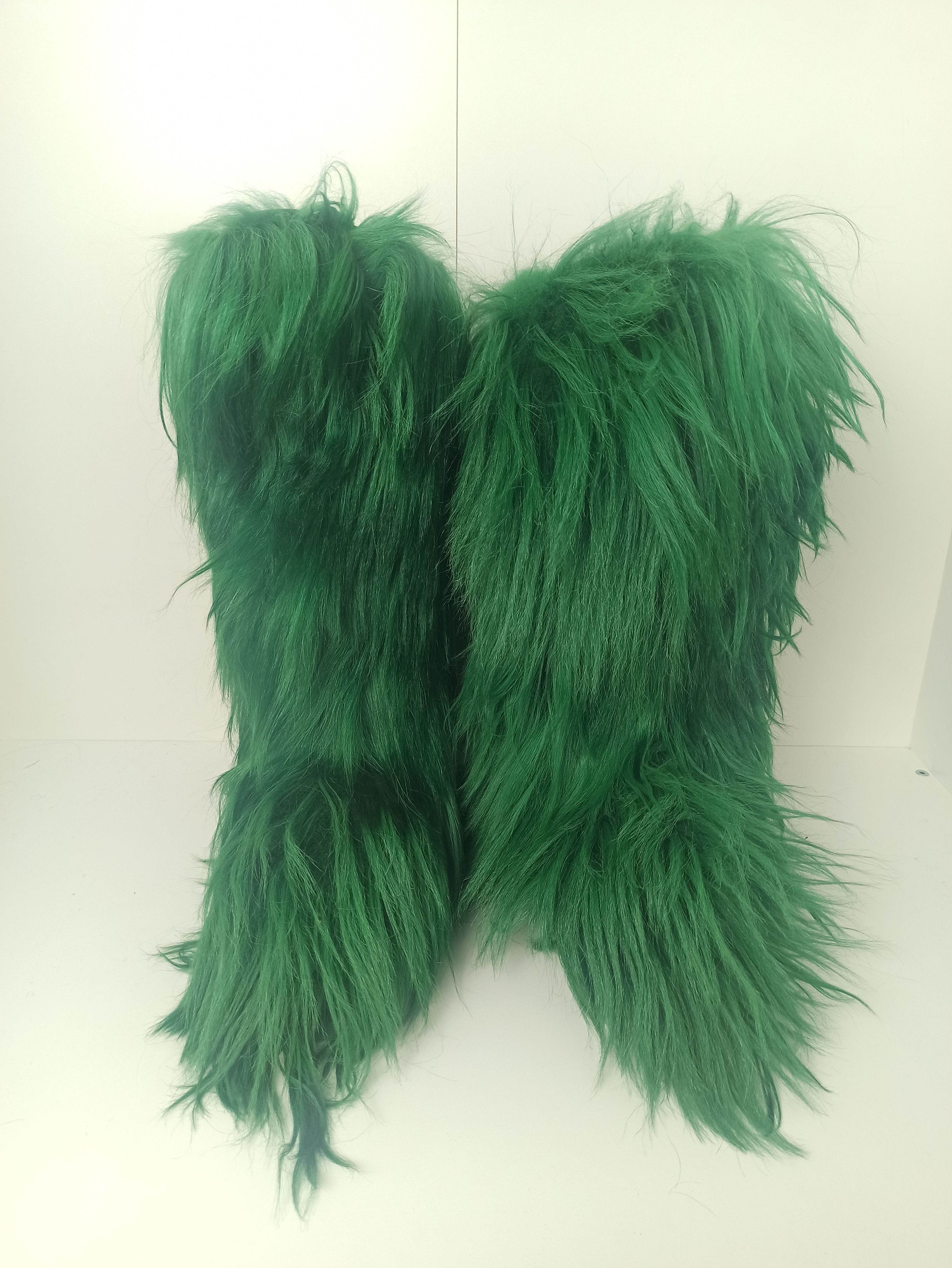 Green furry boots deals