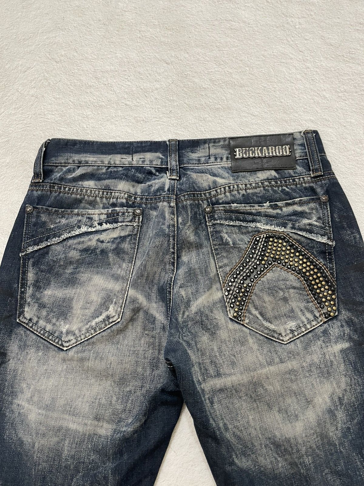 Japanese Brand 2000s Buckaroo Distressed Destroyed Denim Grunge Vkei Ifsix Size US 31 - 12 Thumbnail