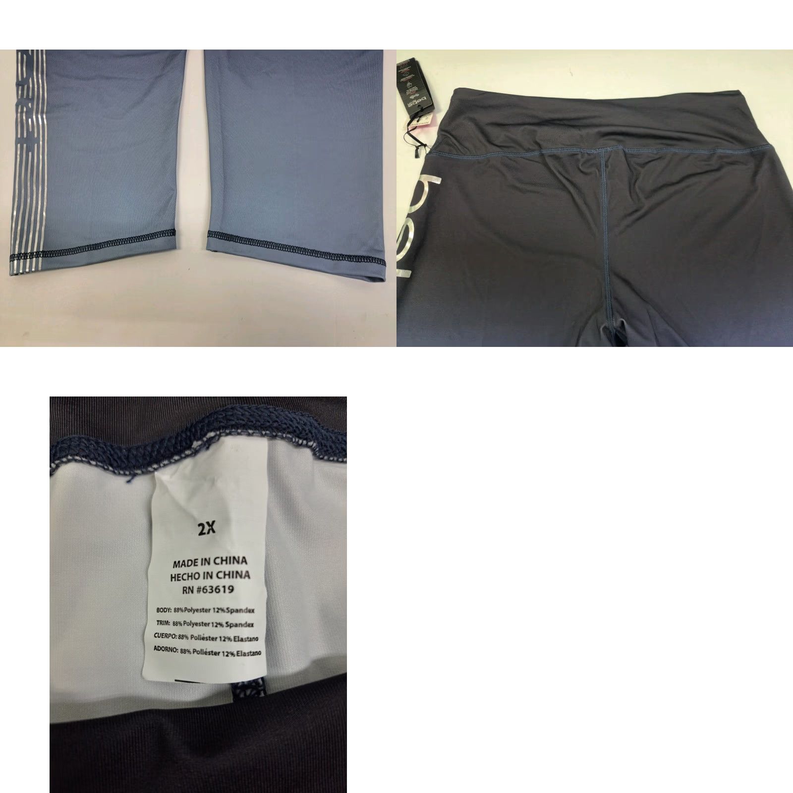 Bebe Bebe Womens Sport Leggings Cropped 2XL Blue Bebe Print Moisture Wicking Stretch Pull On Activewear Womens Size 40" / US 18 - 8 Thumbnail