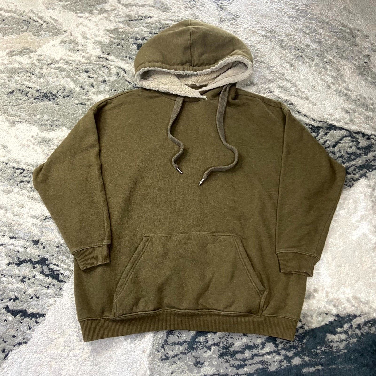 & Other Stories Aerie Hoodie Womens Medium Green Cotton Sherpa Lined Kangaro Size M / US 6-8 / IT 42-44 - 1 Thumbnail