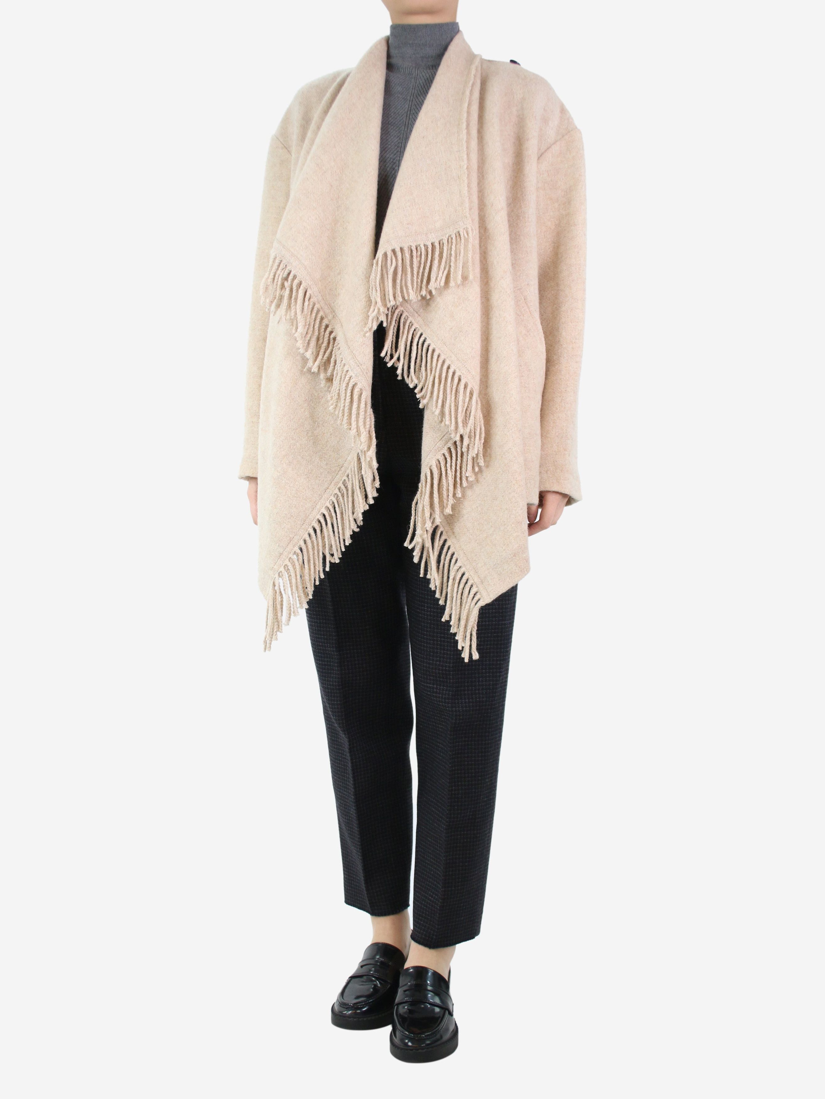 Image of Isabel Marant Etoile Beige Fringed Jacket - Size Uk 8, Women's