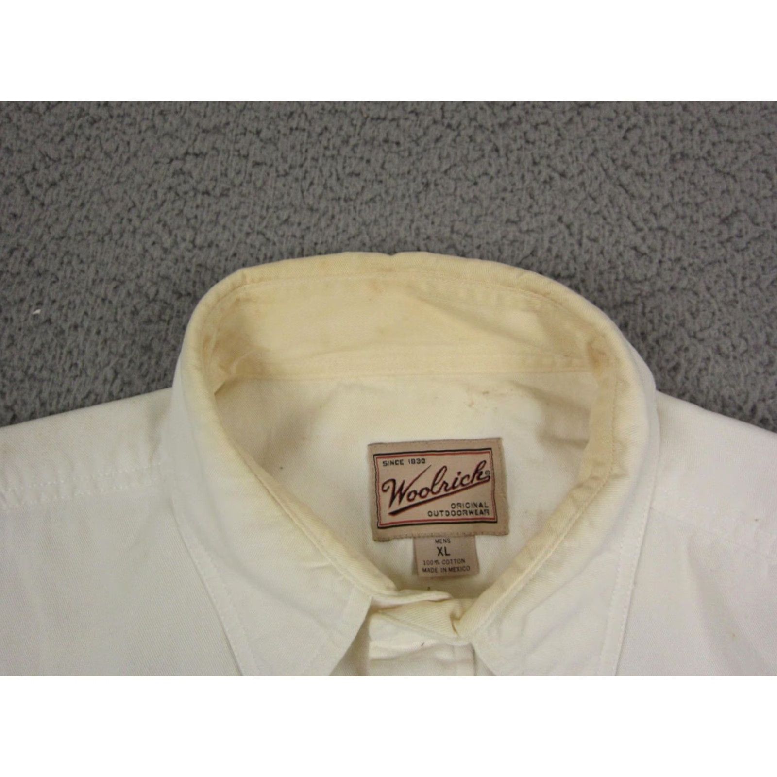 Vintage VINTAGE Woolrich Shirt Men XL Creme Ivory Canvas Button-Up Long Sleeve Collared Western Outdoor Pockets All Seasons Fall Winter Spring Mens Size US XL / EU 56 / 4 - 4 Thumbnail