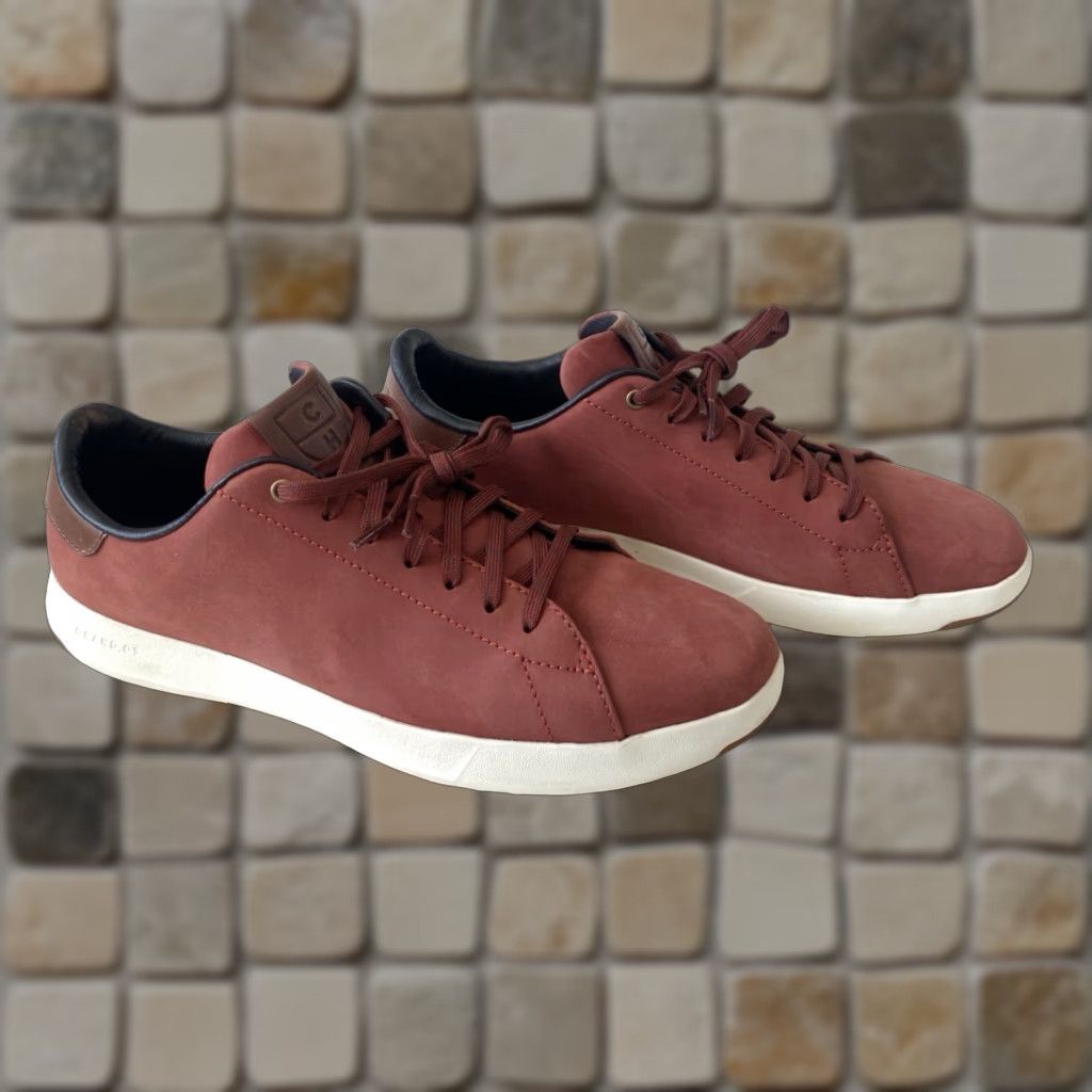 Cole Haan Cole Haan GrandPro Men’s Leather Sneakers Maroon Nubuck Chestnut 10 M Casual Shoes Size US 10 / EU 43 - 1 Thumbnail