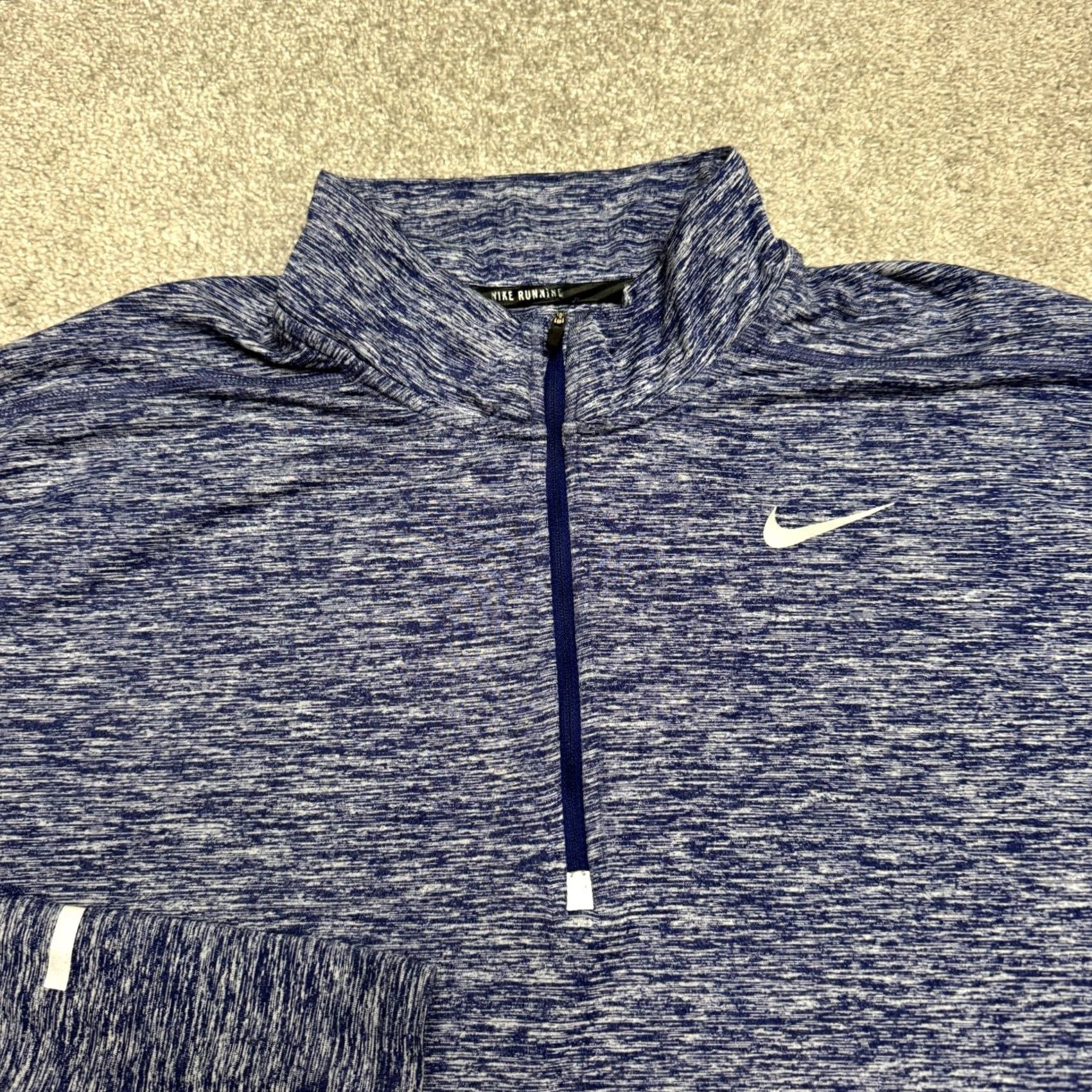 Nike Nike Dri-Fit 1/4 Zip Pullover Jacket Mens XL Heathered Blue Reflective Thumbholes Size US XL / EU 56 / 4 - 4 Thumbnail