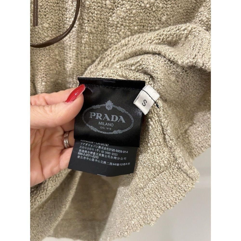 Prada PRADA Boucle Drawstring Mini Dress NWT S Oatmeal Authentic Size S / US 4 / IT 40 - 10 Thumbnail