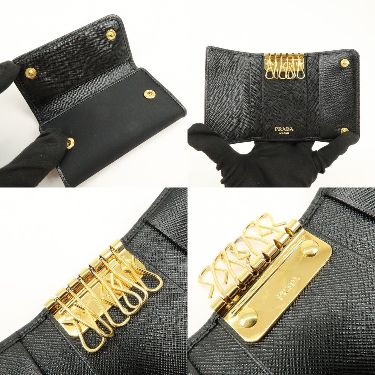 Prada Prada Triangle Logo Nylon Key Holder Black Size ONE SIZE - 6 Thumbnail