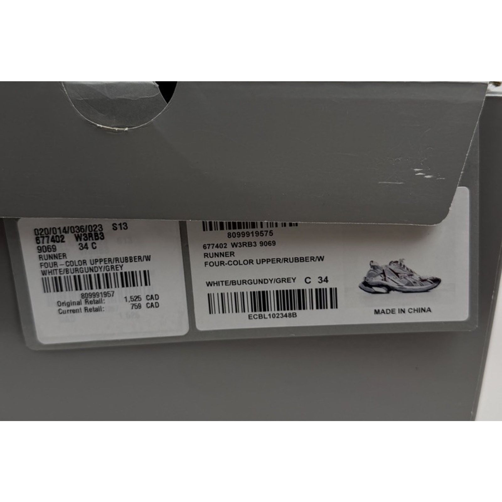Balenciaga Size 34EU/4W - Balenciaga Runner Sneakers Burgundy NEW Size US 4 / IT 34 - 9 Thumbnail