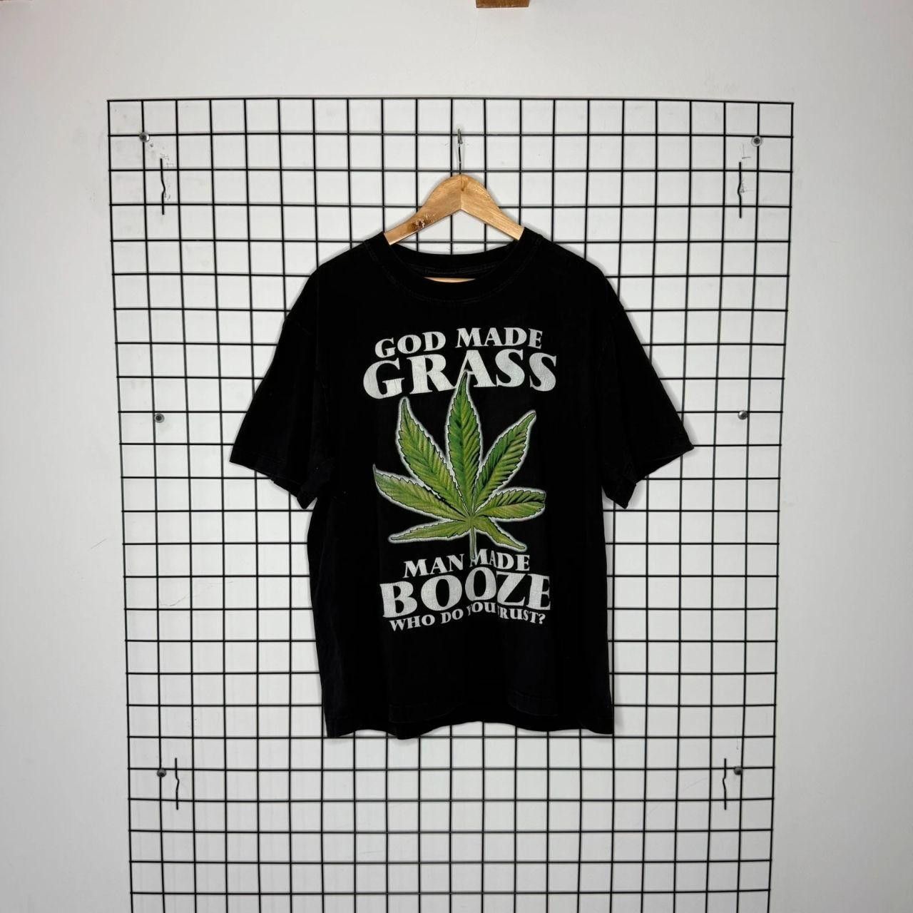 Vintage Vintage 90s God Made Grass 420 T shirt Printed Graphic Tee Size US L / EU 52-54 / 3 - 1 Thumbnail