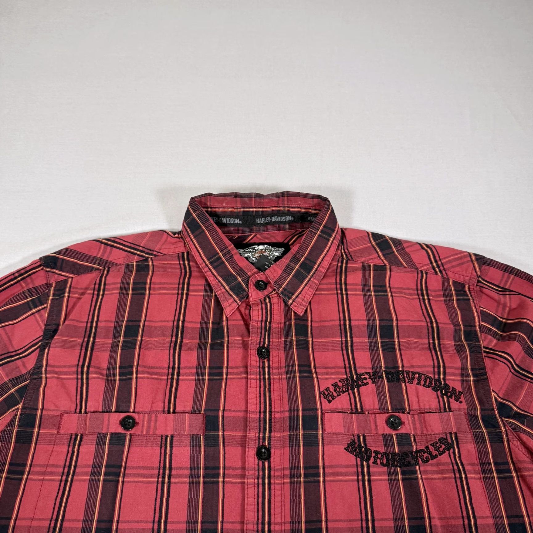 Harley Davidson Harley-Davidson Shirt Mens Large Red Plaid Button Up Motorcycle Biker Mechanic Size US L / EU 52-54 / 3 - 2 Thumbnail