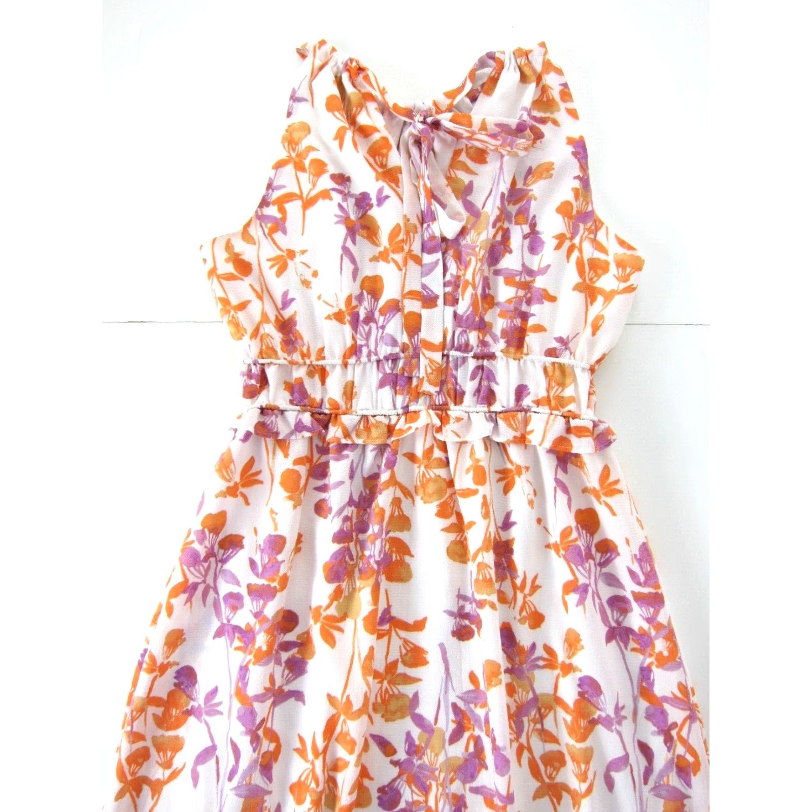 Vintage Maison Tara Orange Purple Floral High Neck Sleeveless Long Maxi Tank Sun Dress 8 Size M / US 6-8 / IT 42-44 - 5 Thumbnail
