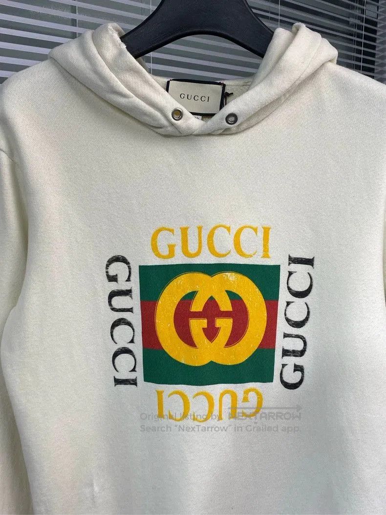 Gucci Gucci Distressed Logo Hoodie Beige M. Size US M / EU 48-50 / 2 - 4 Thumbnail