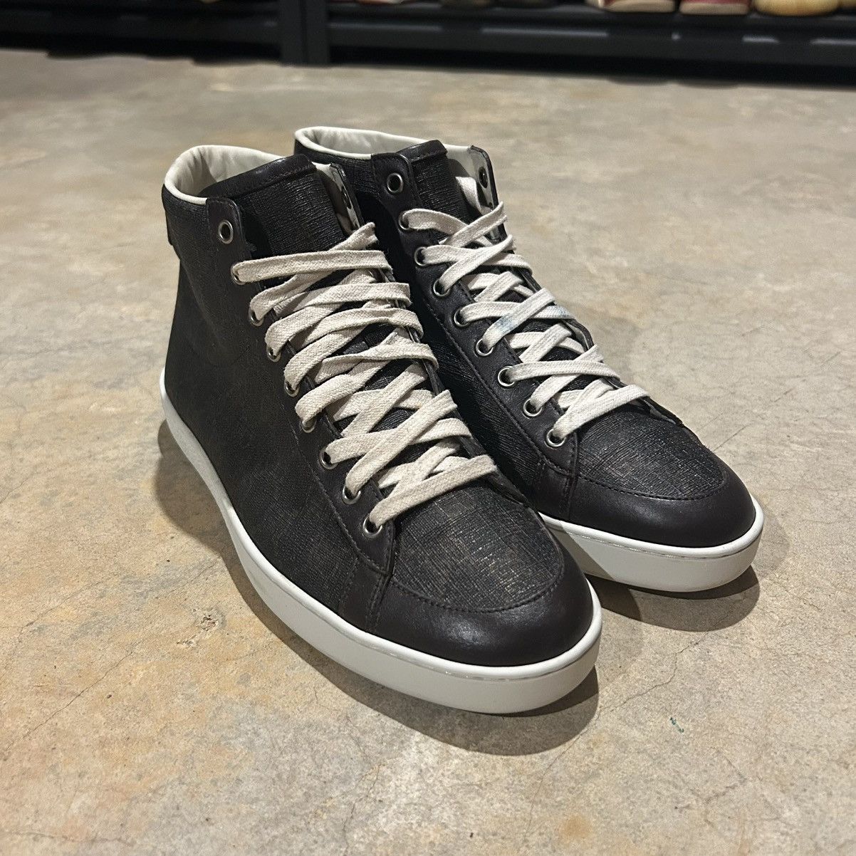 Gucci Gucci GG Supreme Canvas Leather Trim High Top Sneakers US 7 Size US 7 / EU 40 - 12 Thumbnail