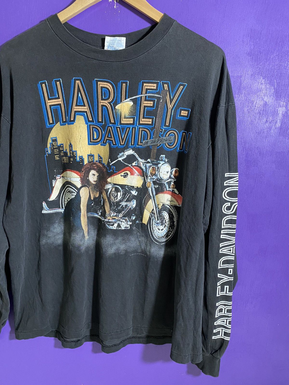 Harley Davidson × Vintage Vintage 1992 Harley Davidson biker girl long-sleeve Size US XL / EU 56 / 4 - 3 Thumbnail