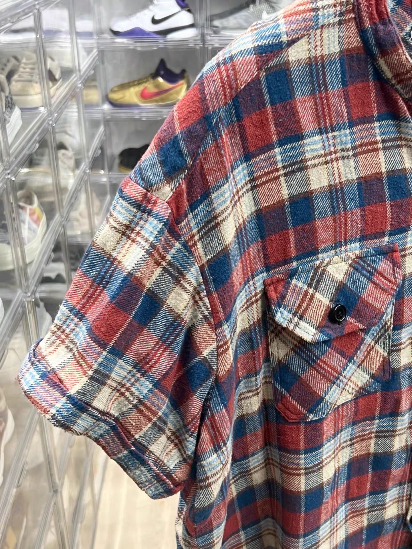 Greg Lauren Greg Lauren Vintage Plaid Distressed Short Sleeve Shirt K15 Size US XL / EU 56 / 4 - 4 Thumbnail