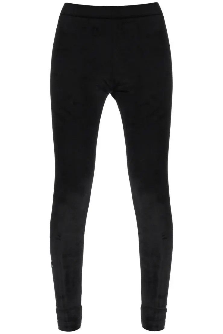 image of Balenciaga O1S22I1N0424 Velvet Leggings Trousers In Black, Women's (Size 32)