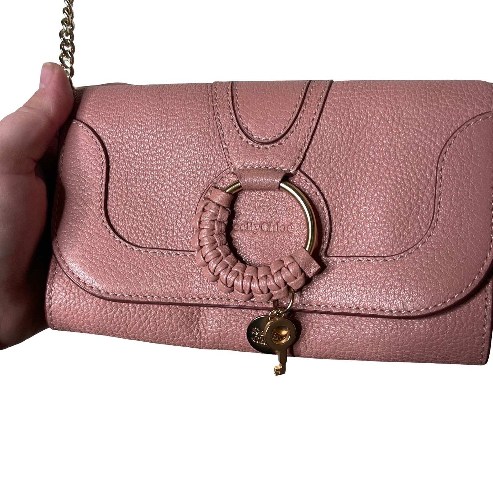 See by Chloe See by Chloé Hana leather chain long wallet in mate pink Size ONE SIZE - 8 Thumbnail