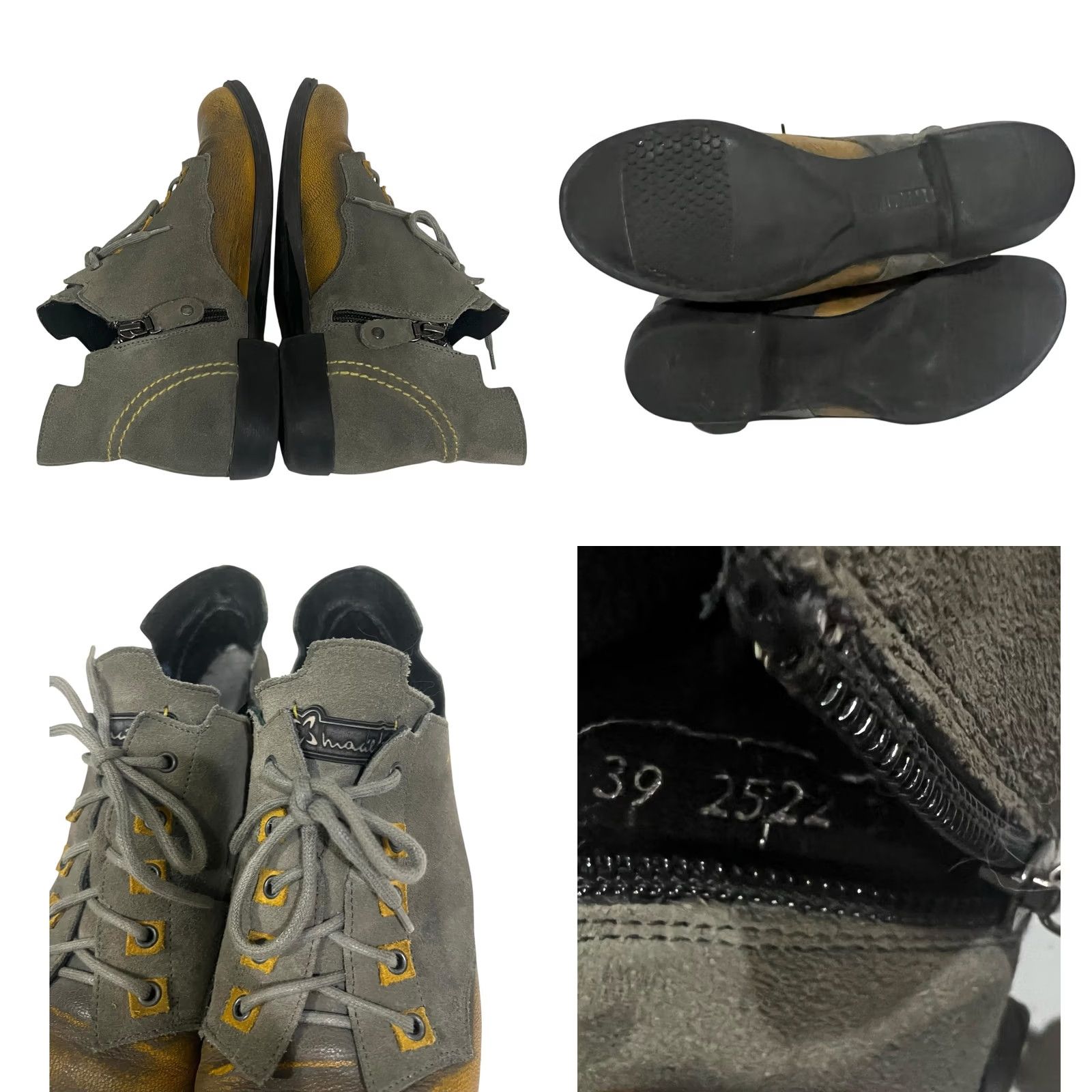 Vintage Maciejka Ankle Boots Boots Leather Gray Yellow Vintage-Look Zip Sz 8 Womens Shoes Size US 8 / IT 38 - 8 Thumbnail