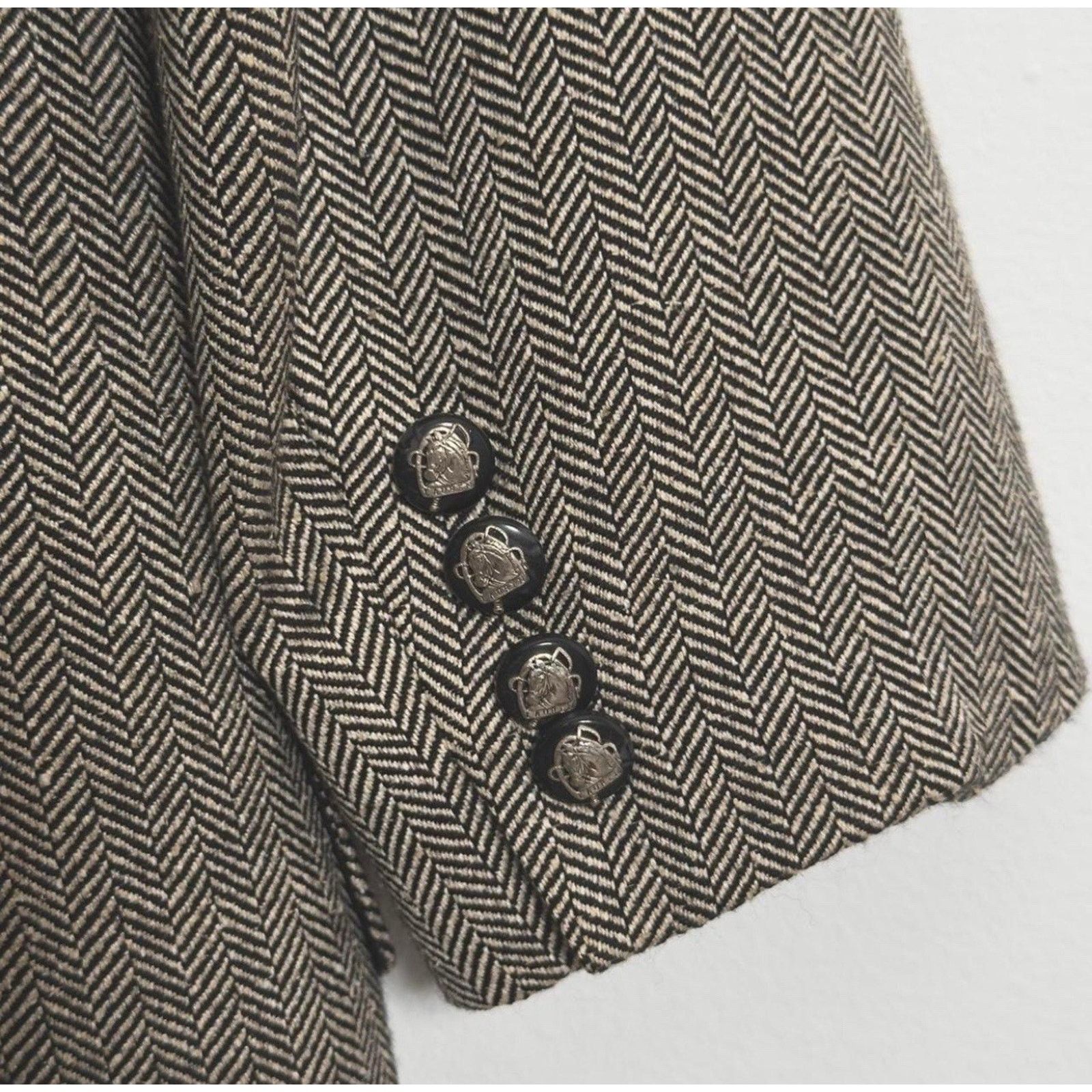 Ralph Lauren Ralph Lauren Herringbone Grey Equestrian Buttons Blazer 10 Size L / US 10 / IT 46 - 6 Thumbnail
