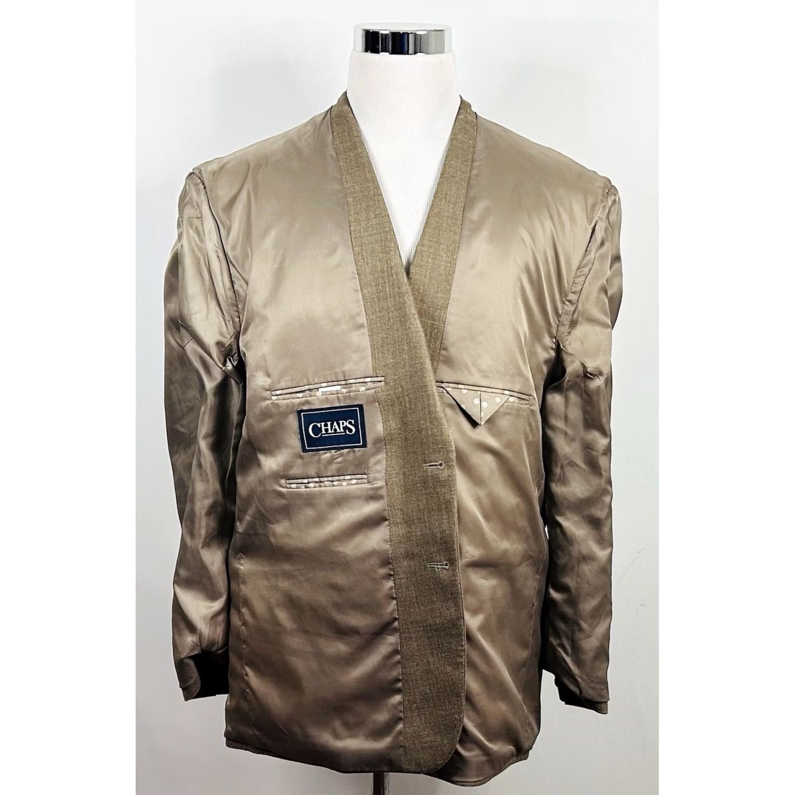 Chaps Chaps Sport Coat Linen Blend Beige 48R Two-Button Lined Vented Formal Mens Regular Jacket Coat Size US M / EU 48-50 / 2 - 7 Thumbnail