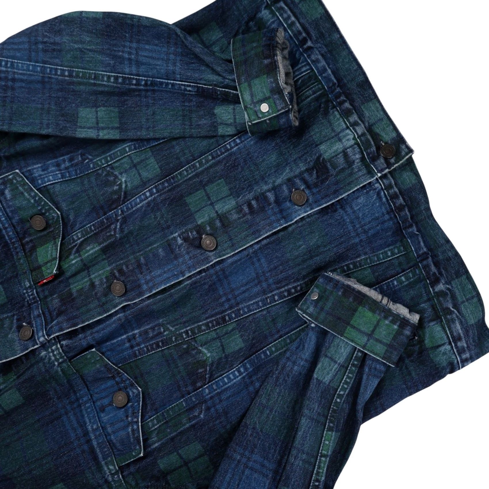 Levi's VINTAGE Levi's Painted Plaid Denim Jacket Men Jacket Blue 21"x26" Reg M Mens Jacket Denim Blue Jeans Coat Size US M / EU 48-50 / 2 - 3 Thumbnail