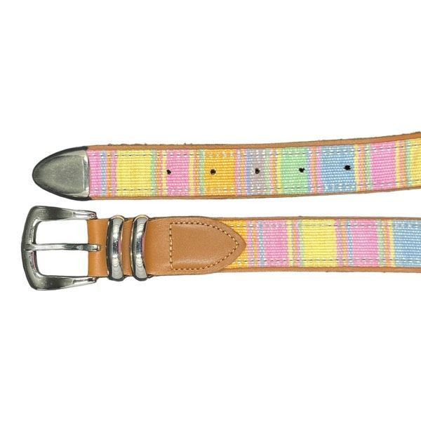 Vintage Vintage leather striped tapestry silver buckle Guatemalan be Size ONE SIZE - 1 Thumbnail