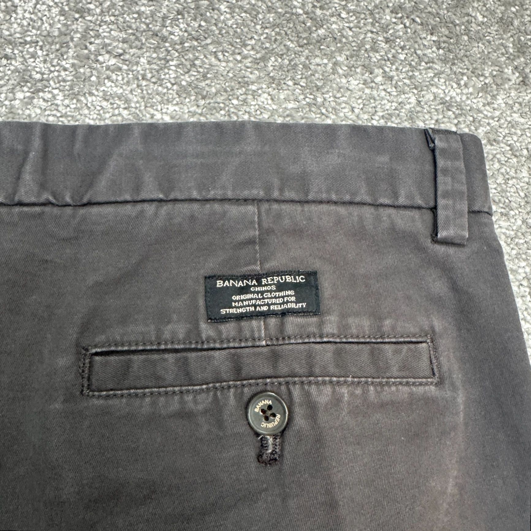Banana Republic Banana Republic Fulton Skinny Chino Pants Mens 33x34 Dark Gray Straight Cotton Regular Slim Detail: Button Zip Pockets Breathable Stretch Size US 33 - 7 Thumbnail