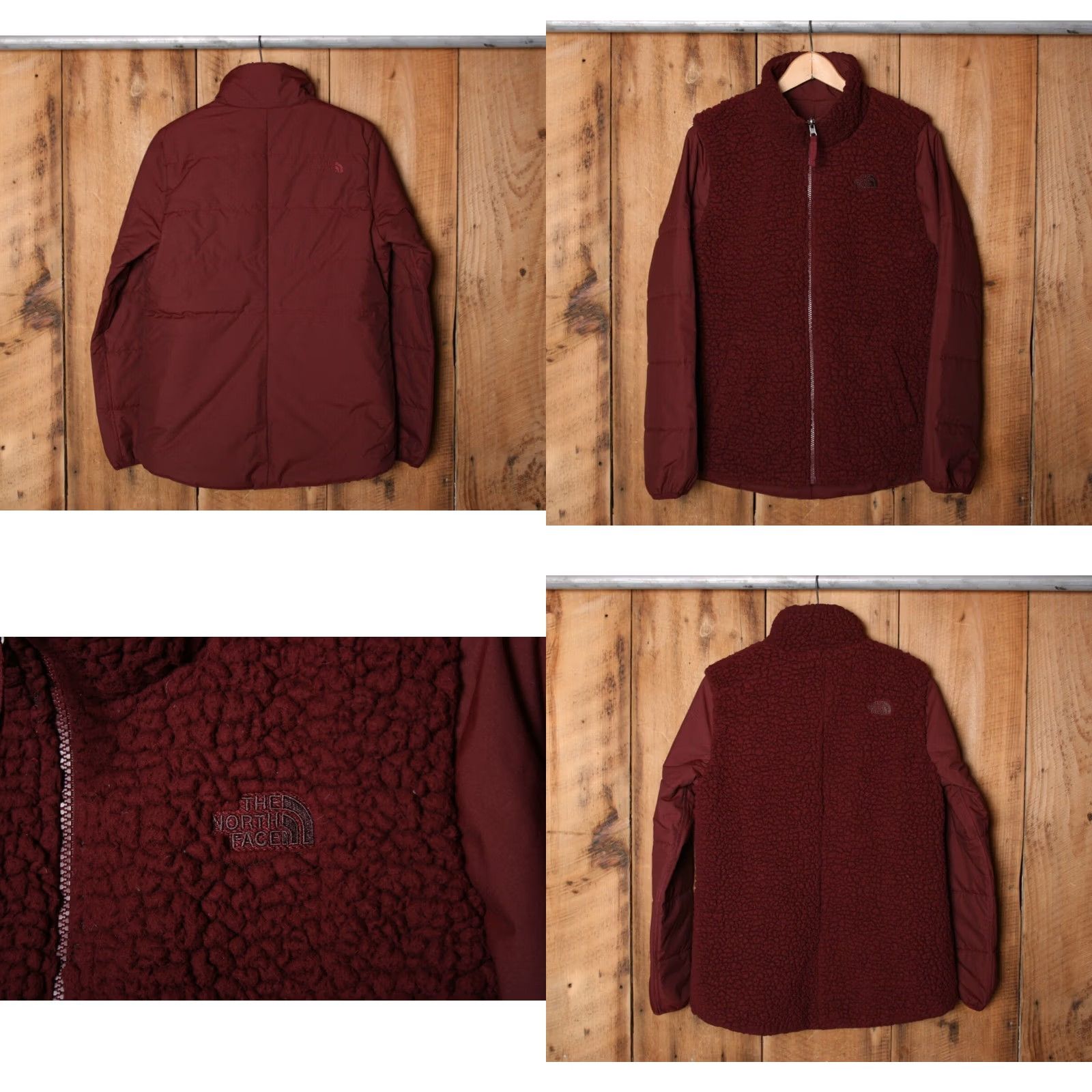 The North Face THE NORTH FACE Jacket Womens Sz. S Maroon Sherpa Lined Black Color Zip Exterior Polyester Basic Jacket Mens Womens Girls N/A Size S / US 4 / IT 40 - 8 Thumbnail