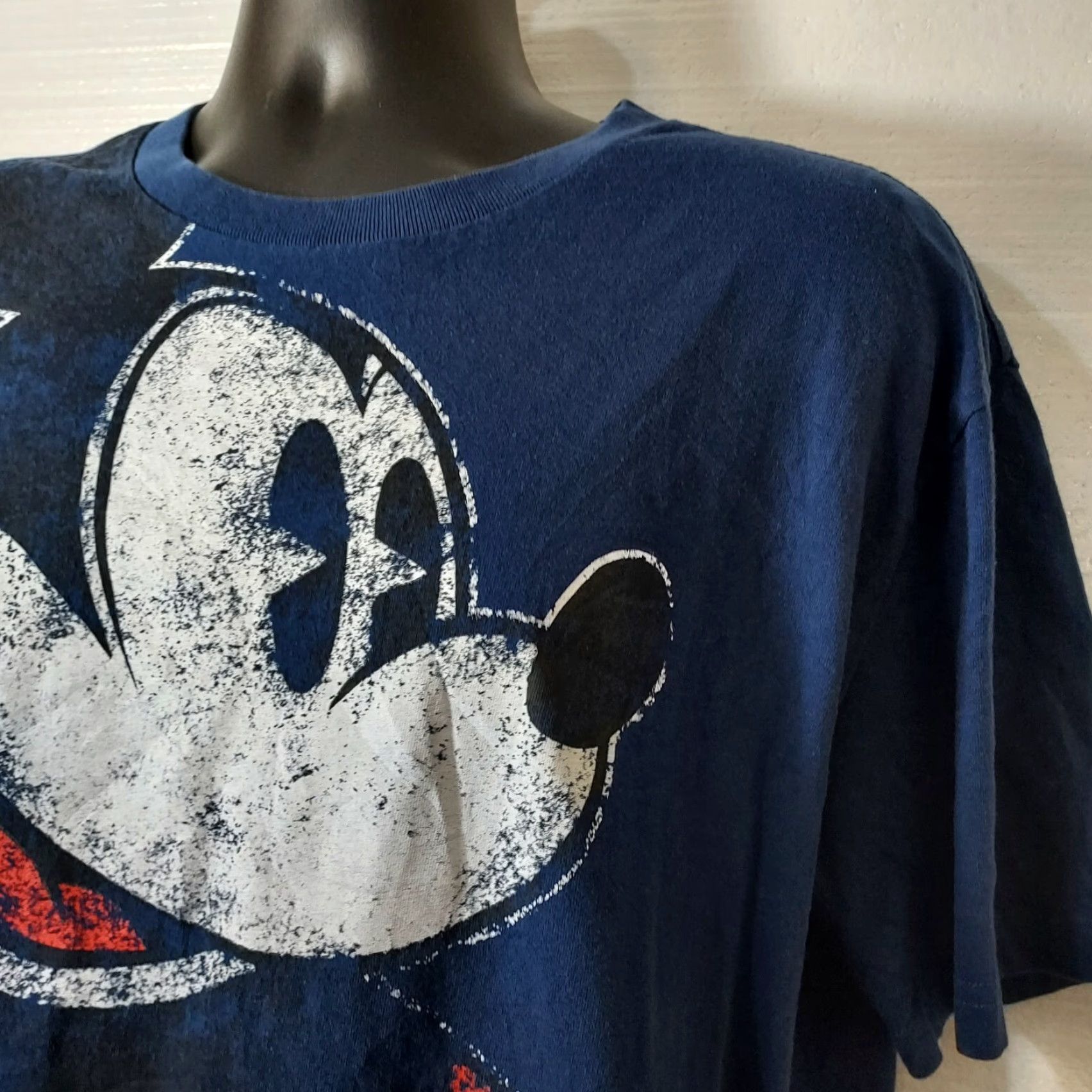 Disney VINTAGE Disney Mickey Mouse T-Shirt Jersey Blue 100% Cotton Women's XL EUC Spring Summer Hong Kong Disneyland Pattern Basic Shirt" Size XL / US 12-14 / IT 48-50 - 4 Thumbnail