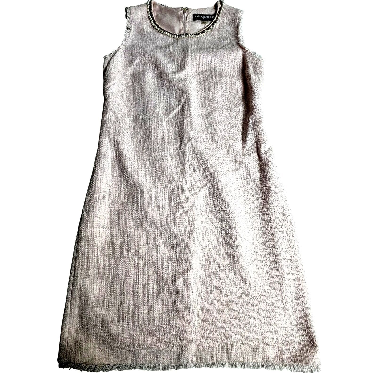 Karl Lagerfeld Karl Lagerfeld Sz 10 Pink Tweed Knee-length Sleeveless Shift Size L / US 10 / IT 46 - 7 Thumbnail