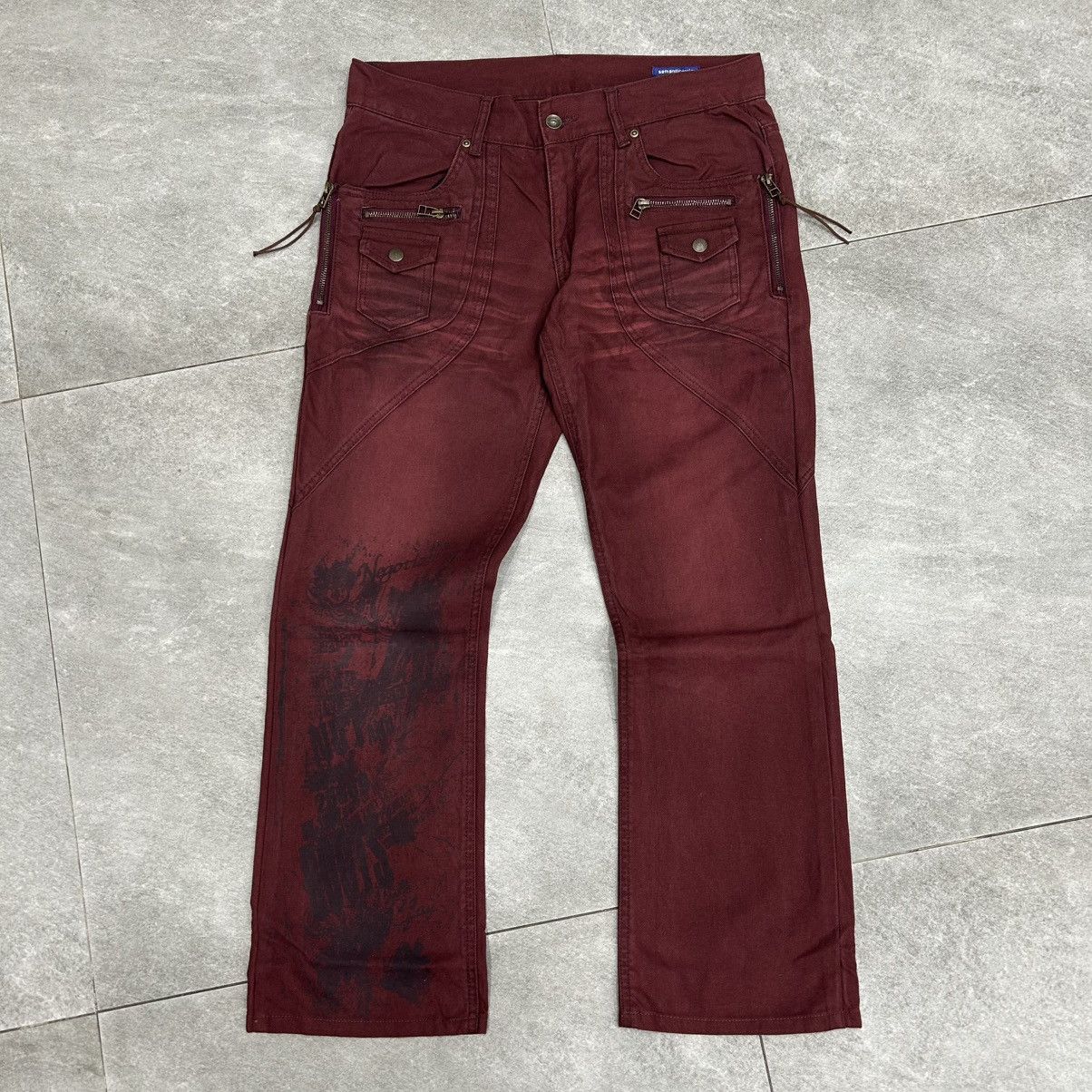 semanticdesign Vintage 90s Semanticdesign Flared Burgundy Pants Size US 34 / EU 50 - 1 Thumbnail