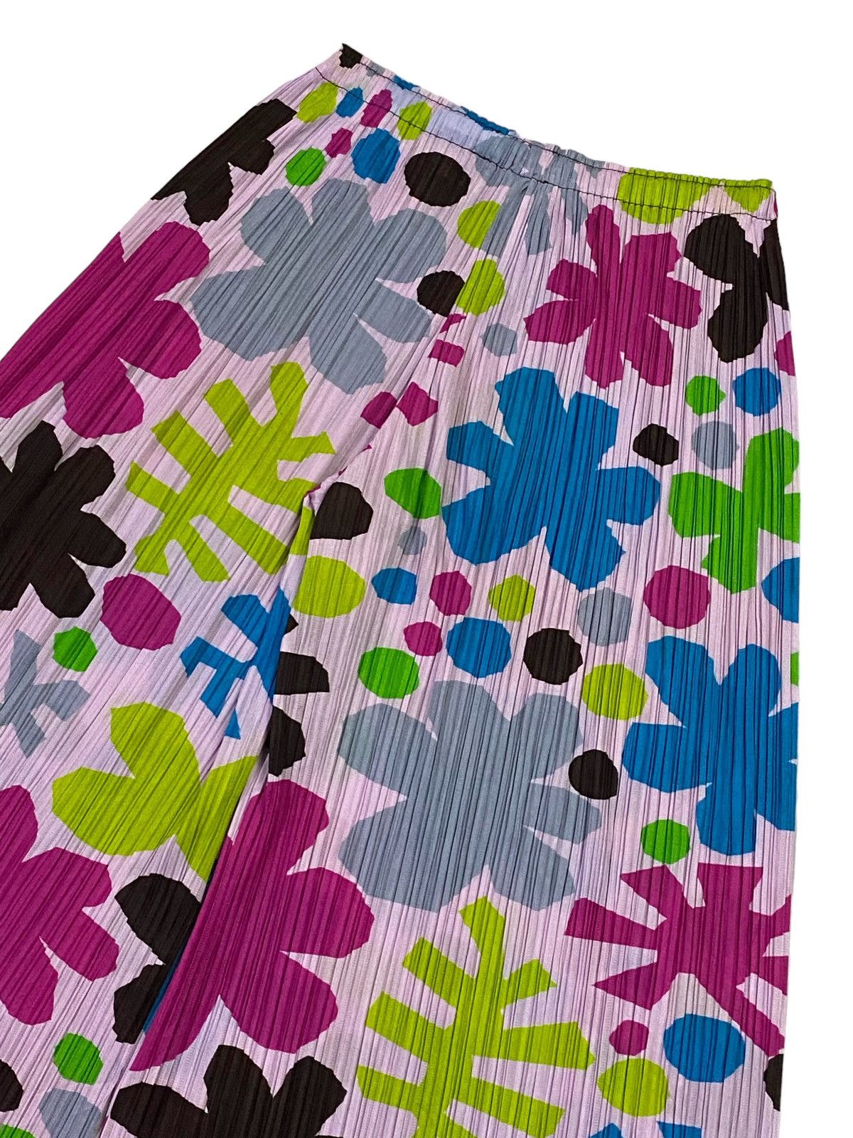 Issey Miyake Pleats Please Pleated Wide-Leg Flower Pattern Pants Size 28" / US 6 / IT 42 - 17 Thumbnail
