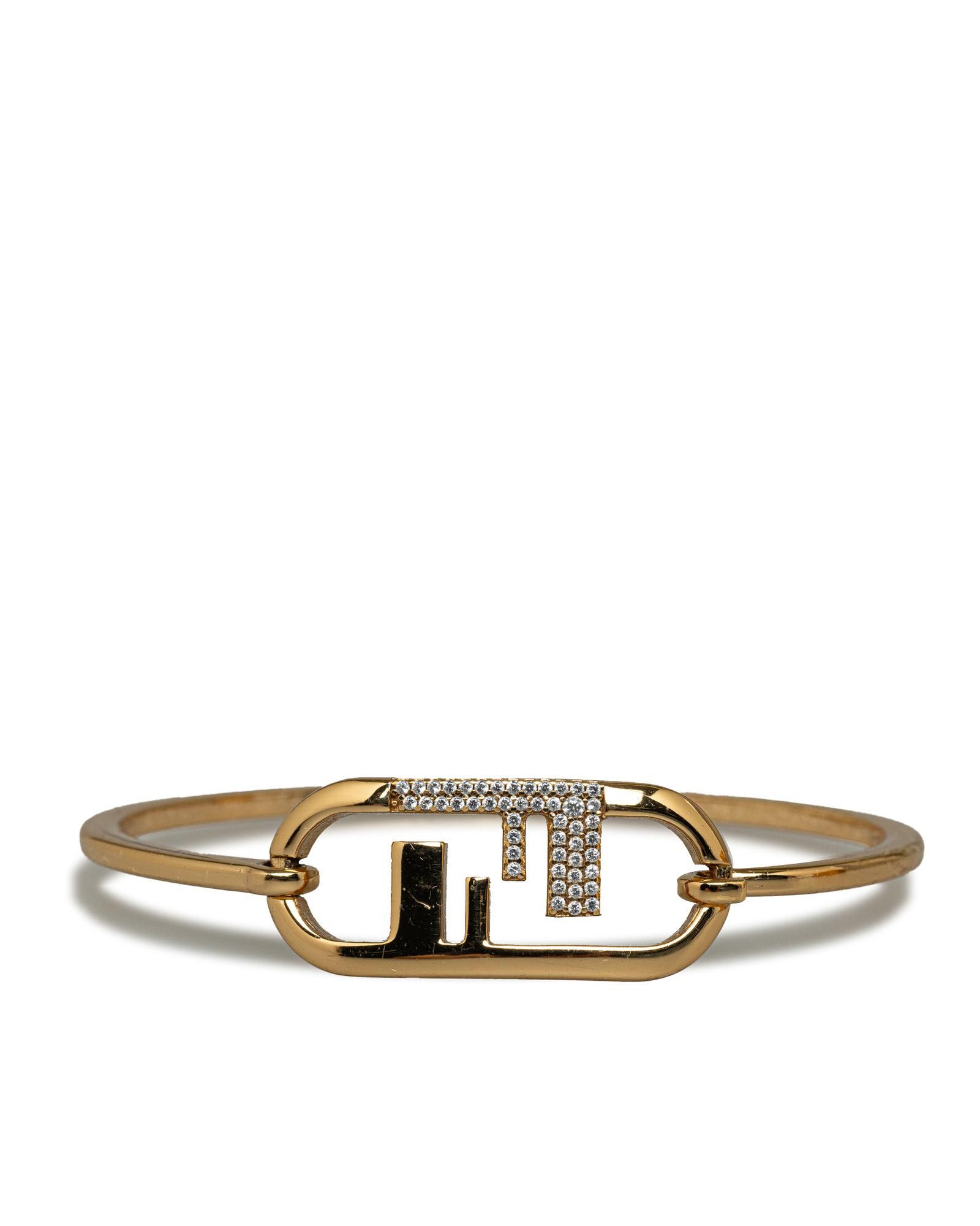 image of Fendi Crystal Embellished Gold-Tone Bracelet, Women's