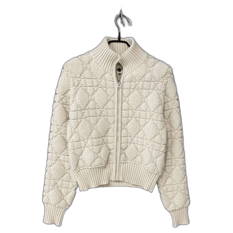 Dior Beige Patterned Knit Zip-2505 Size S / US 4 / IT 40 - 1 Thumbnail