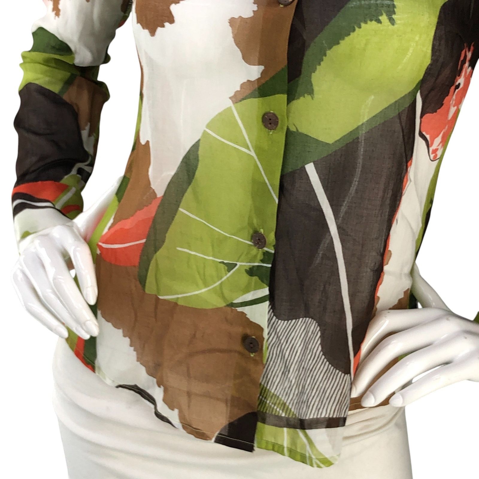 MILLY Milly Size 6 Top Button Front Shirt Large Collar 70's Style Size M / US 6-8 / IT 42-44 - 3 Thumbnail