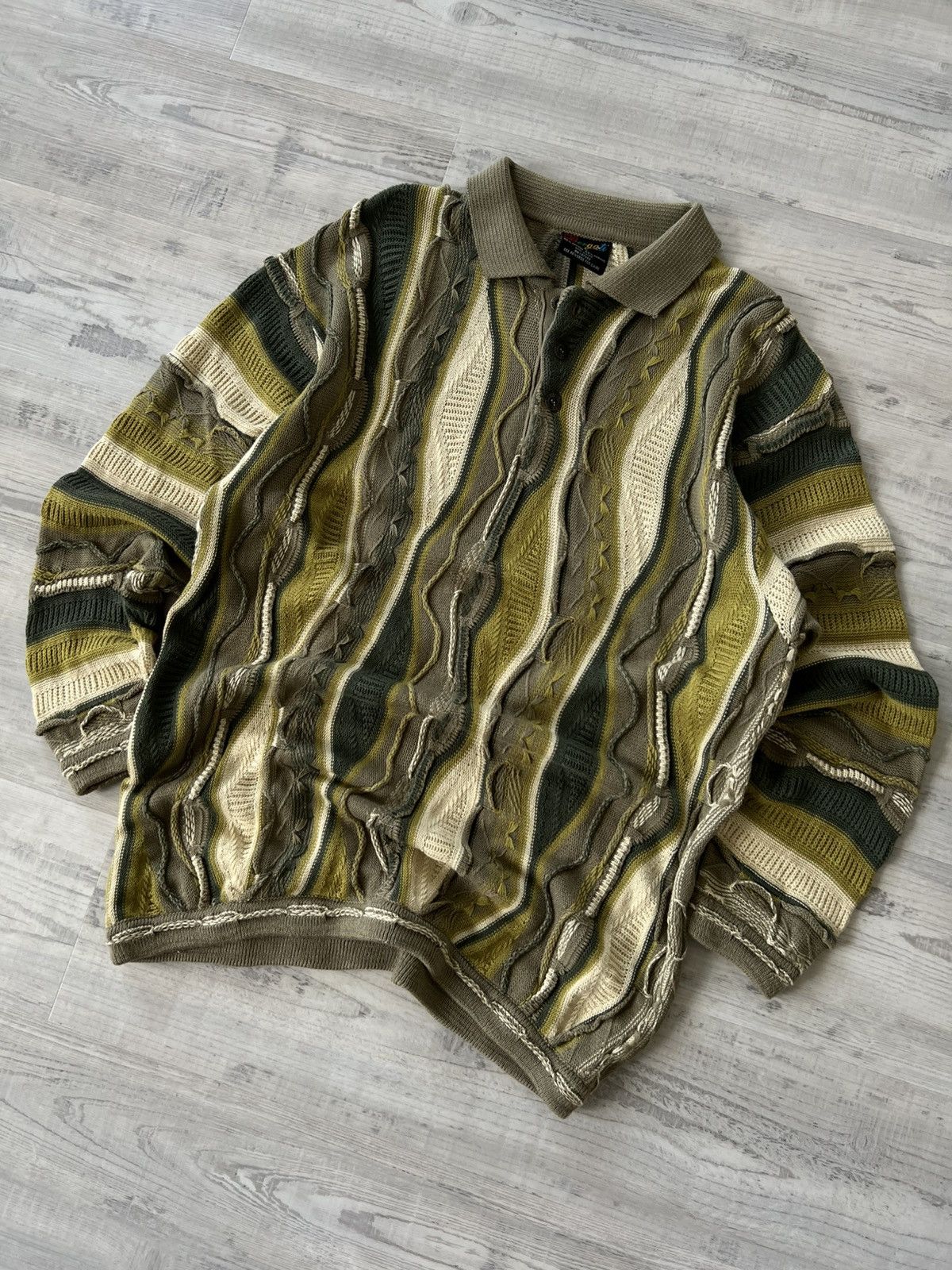 Coogi Vintage 90's Coogi Style Tundra Polo 3D Knit Sweater Size US L / EU 52-54 / 3 - 1 Thumbnail