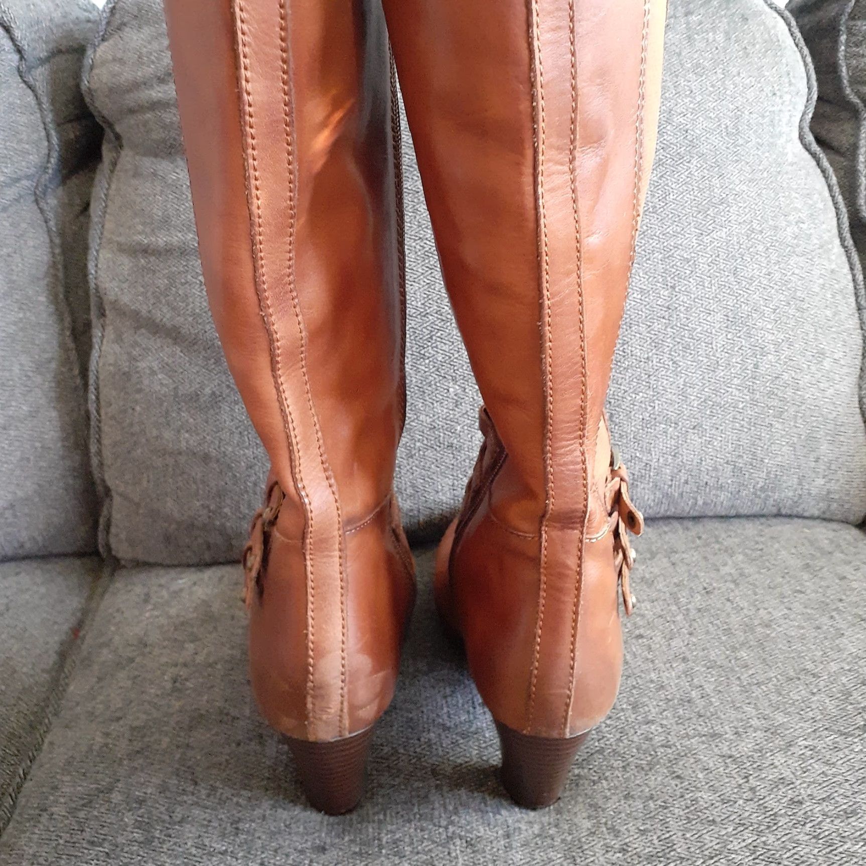 Vintage Pikolinos Boots Knee High Leather Zip Up Western Heel Cone Leather Lining Rubber EU38 US7 Brown Tan Women Vintage No Size 7 Size US 7 / IT 37 - 3 Thumbnail