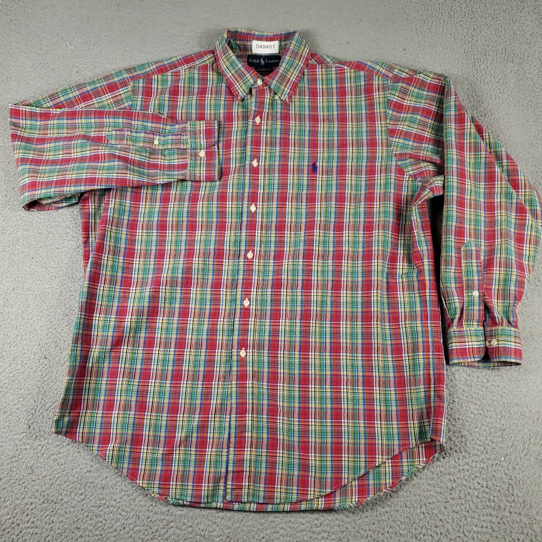 Ralph Lauren Ralph Lauren Dress Shirt Mens Size 17 Red Plaid Button-Up Long Sleeve Classic Size 46R - 3 Thumbnail